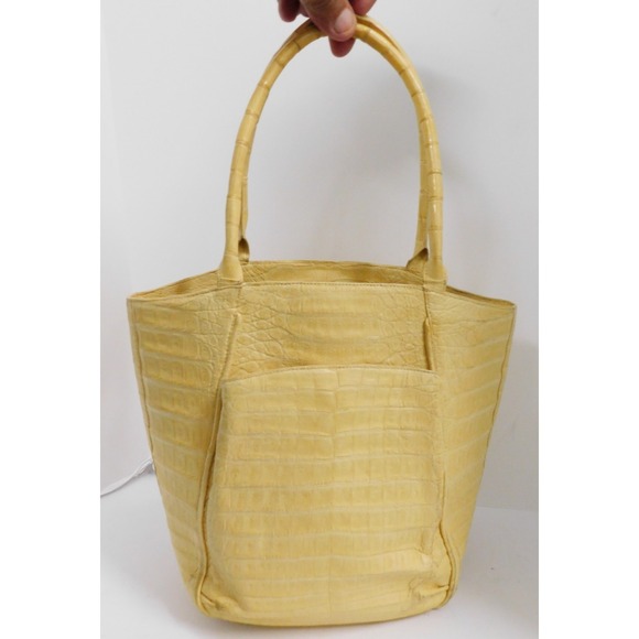 Nancy Gonzalez Handbags - Nancy Gonzalez Yellow Genuine Crocodile Double Handle Tote Bag